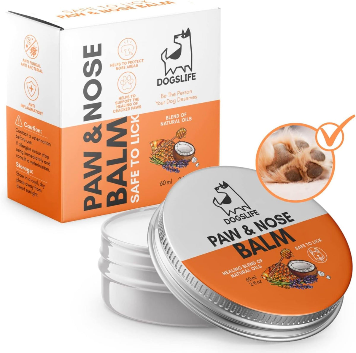 BALSAM do łap i nosa  Naturalny Krem Ochronny dla psa kota 60ml Bezpieczny